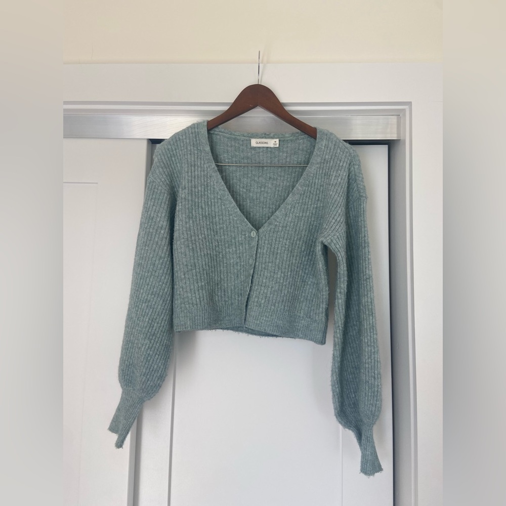 Glassing cropped green cardigan M